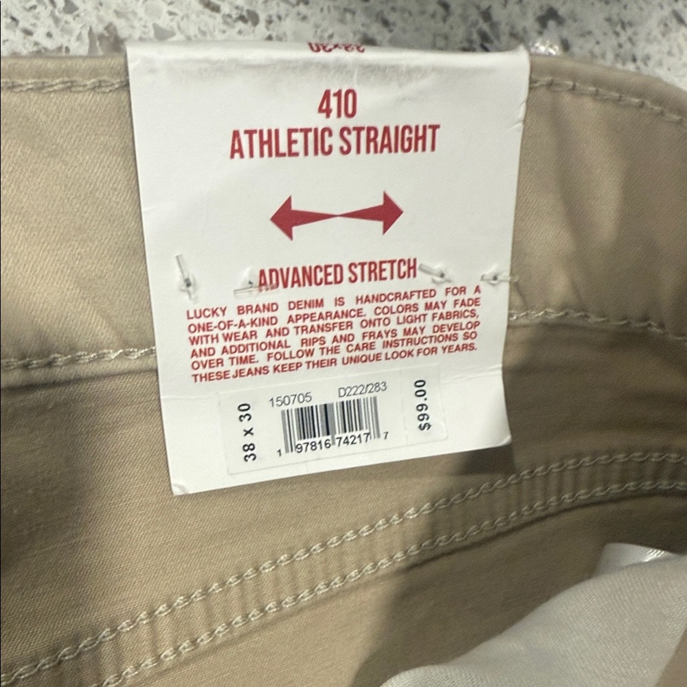 Lucky Brand 410 Athletic Straight Men's Khaki Chinos - Picture 5 of 5